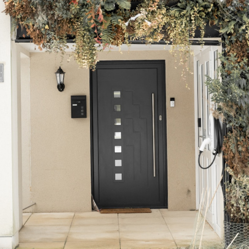 black wooden door near green plant